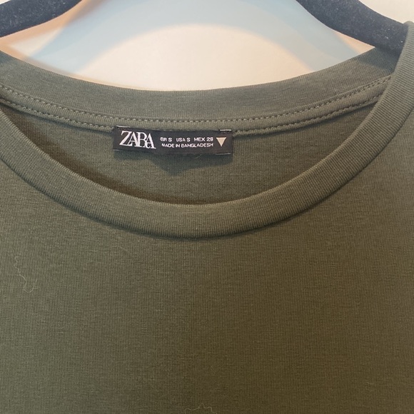 ZARA Olive Green Long Sleeve Cotton Dress size Small - Picture 5 of 7